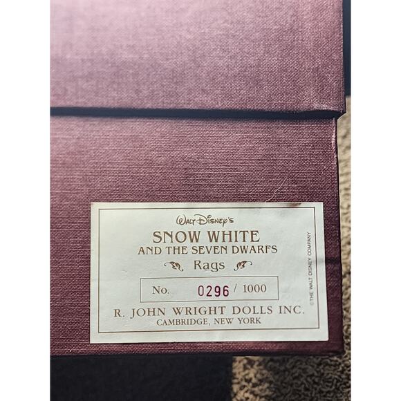 R John Wright Disney Snow White In Rags Princess 0296/1000 Felt Doll Vintage Box - Picture 8 of 16
